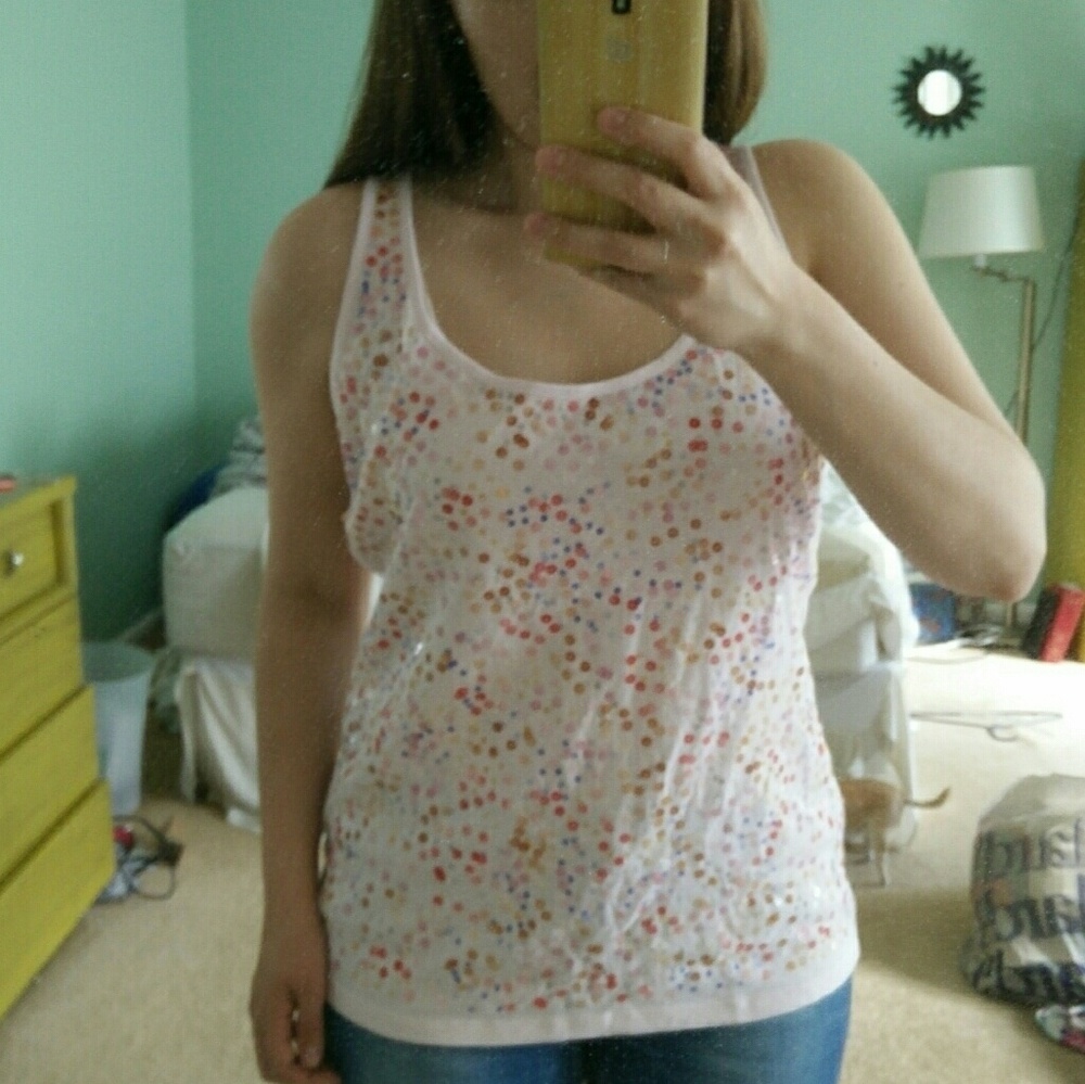 NWOT Banana Republic Blush Sequined Top